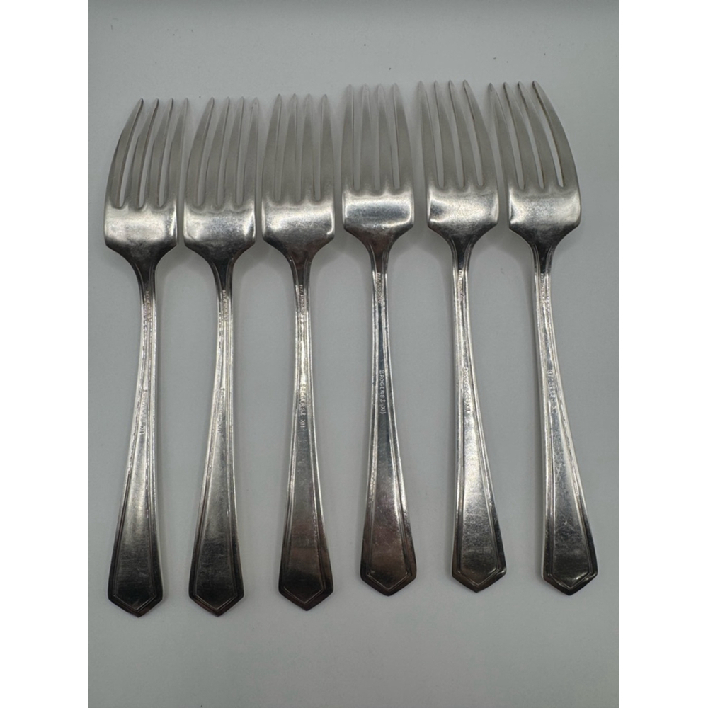 Rogers XII Silverware Forks Set of 6 Silver
